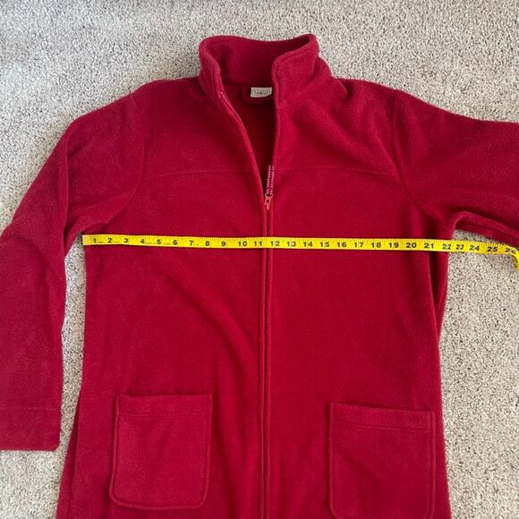 L.L.Bean Red Winter Fleece Robe Two Way Zip Front Size M Reg Pajama Duster Dress - Picture 13 of 16